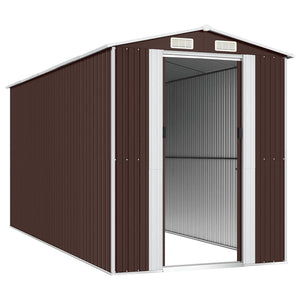 Αποθήκη Κήπου Σκούρο καφέ 192x440x223 εκ. Γαλβανισμένο Ατσάλι