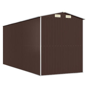 Αποθήκη Κήπου Σκούρο καφέ 192x440x223 εκ. Γαλβανισμένο Ατσάλι