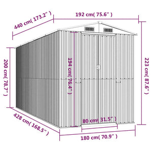 Αποθήκη Κήπου Σκούρο καφέ 192x440x223 εκ. Γαλβανισμένο Ατσάλι