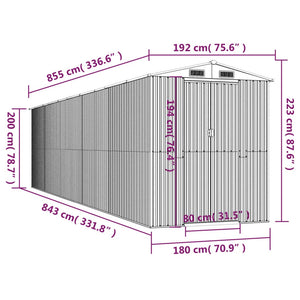 Αποθήκη Κήπου Σκούρο καφέ 192x855x223 εκ. Γαλβανισμένο Ατσάλι