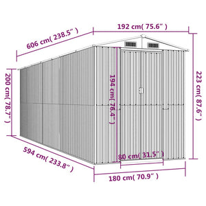 Αποθήκη Κήπου Ανοιχτό καφέ 192x606x223 εκ. Γαλβανισμένο Ατσάλι