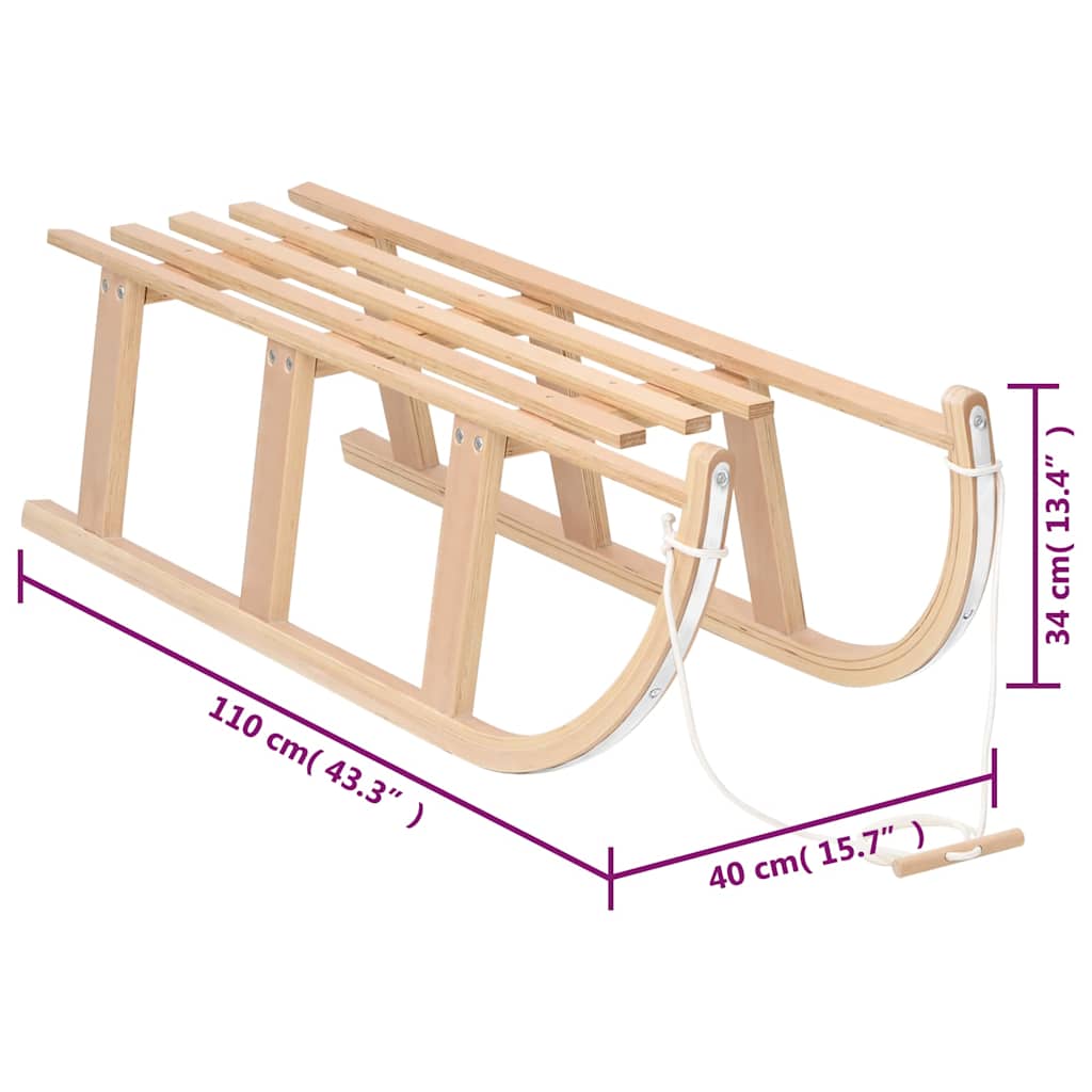 Έλκηθρο Χιονιού 110 x 40 x 34 εκ. από Κόντρα Πλακέ