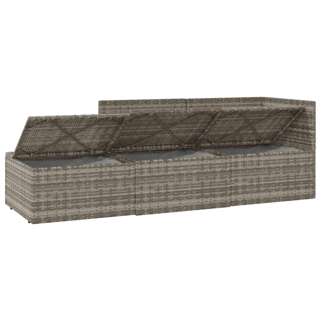 Σαλόνι Κήπου Σετ 3 τεμ. Γκρι από Συνθετικό Ρατάν με Μαξιλάρια - Pakobazaar