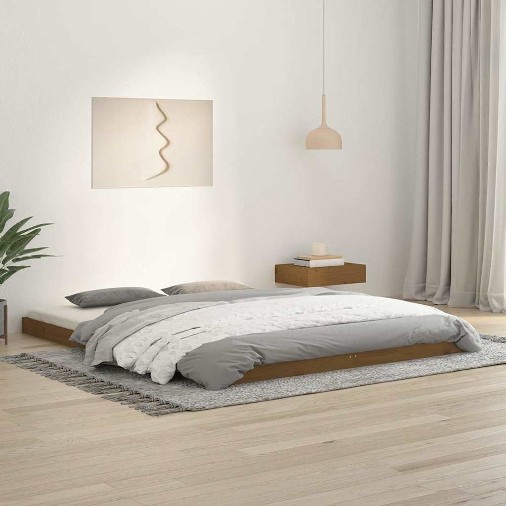 Πλαίσιο Κρεβατιού Καφέ Μελί 160 x 200 εκ. από Μασίφ Ξύλο Πεύκου - Pakobazaar