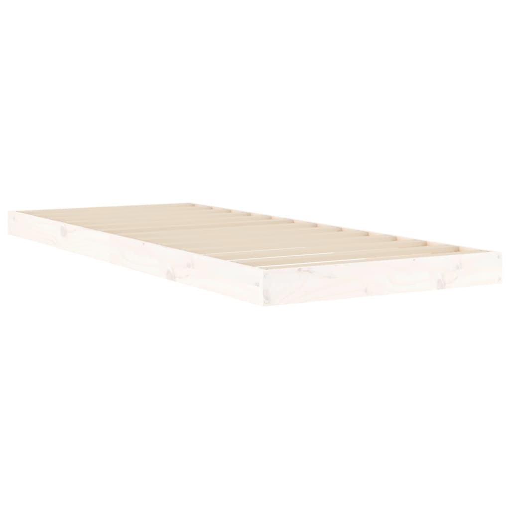 Πλαίσιο Κρεβατιού Λευκό 75 x 190 εκ. Μασίφ Πεύκο Small Single