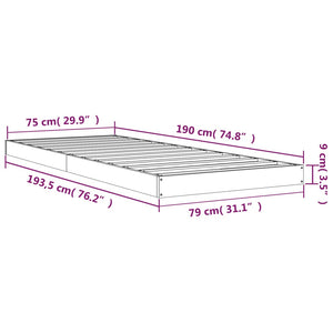 Πλαίσιο Κρεβατιού Λευκό 75 x 190 εκ. Μασίφ Πεύκο Small Single