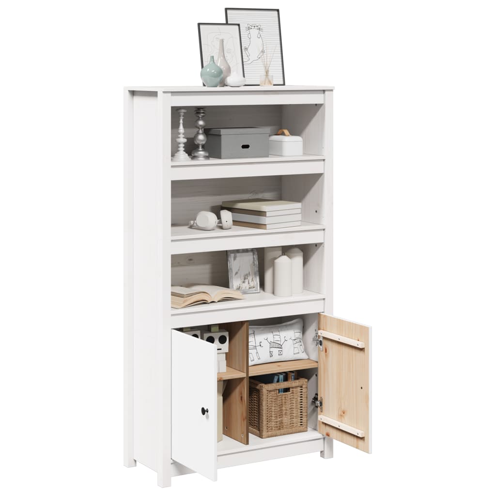 Μπουφές Λευκός 80x35x154 εκ. από Μασίφ Ξύλο Πεύκου