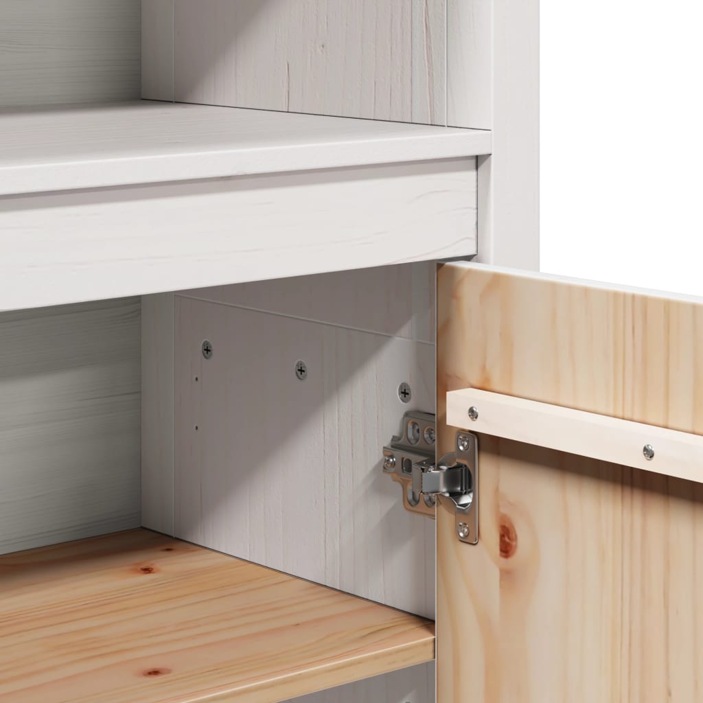 Μπουφές Λευκός 80x35x154 εκ. από Μασίφ Ξύλο Πεύκου