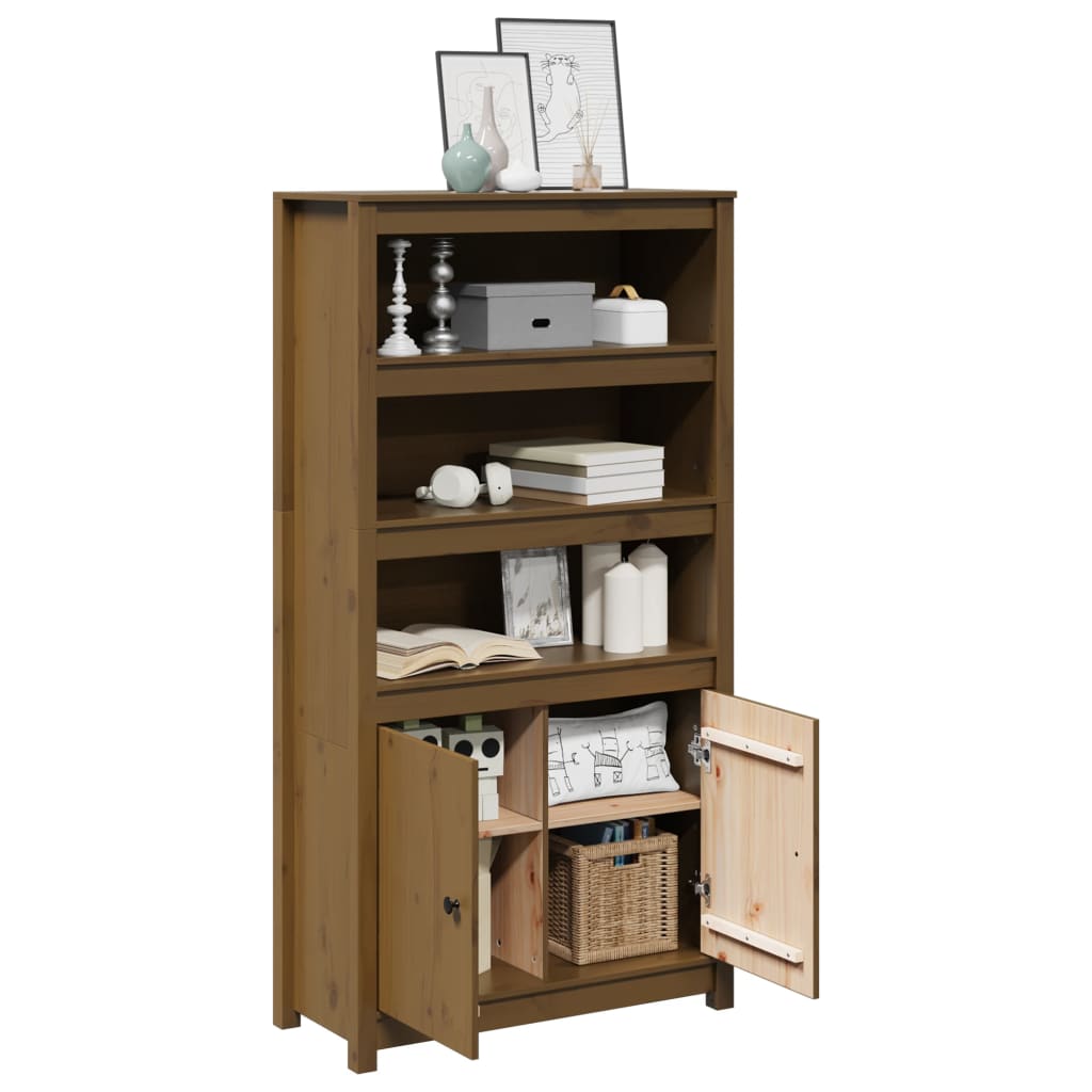 Ντουλάπι Ψηλό Καφέ Μέλι 80x35x154 εκ. από Μασίφ Ξύλο Πεύκου