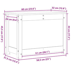Κουτί Αποθήκευσης Μαύρο 60x32x45,5 εκ από Μασίφ Ξύλο Πεύκου