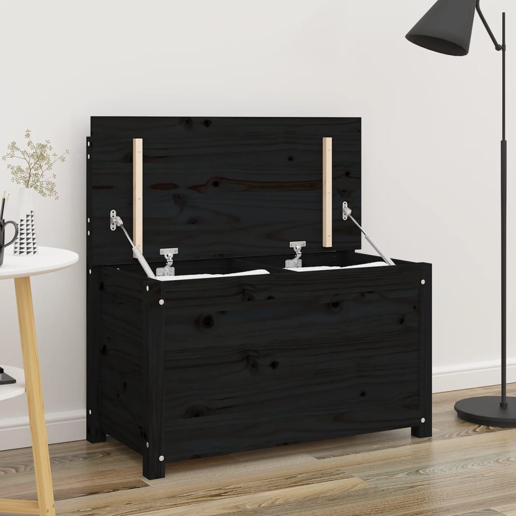 Πάγκος Μαύρος 80 x 41 x 77 εκ. από Μασίφ Ξύλο Πεύκου - Pakobazaar