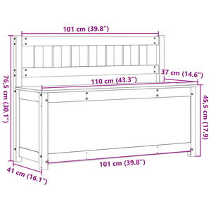 Πάγκος 110 x 41 x 76,5 εκ. από Μασίφ Ξύλο Πεύκου - Pakobazaar