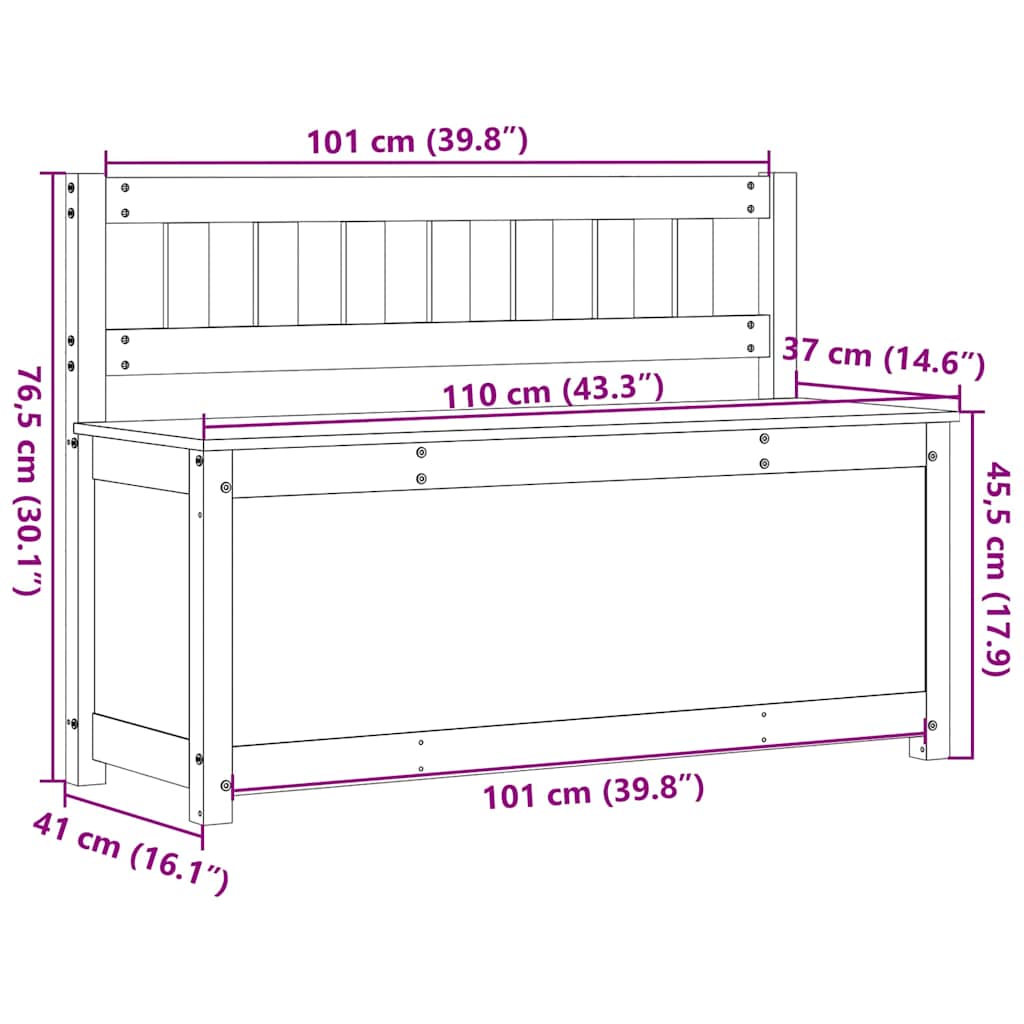 Παγκάκι Μελί Καφέ 110x41x76,5 εκ. Μασίφ Ξύλο Πεύκο