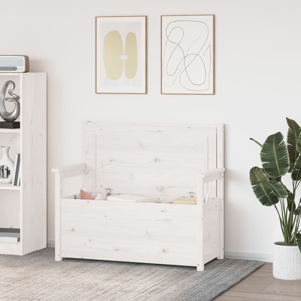 Παγκάκι Λευκό 112,5x51,5x96,5 εκ. από Μασίφ Ξύλο Πεύκου - Pakobazaar