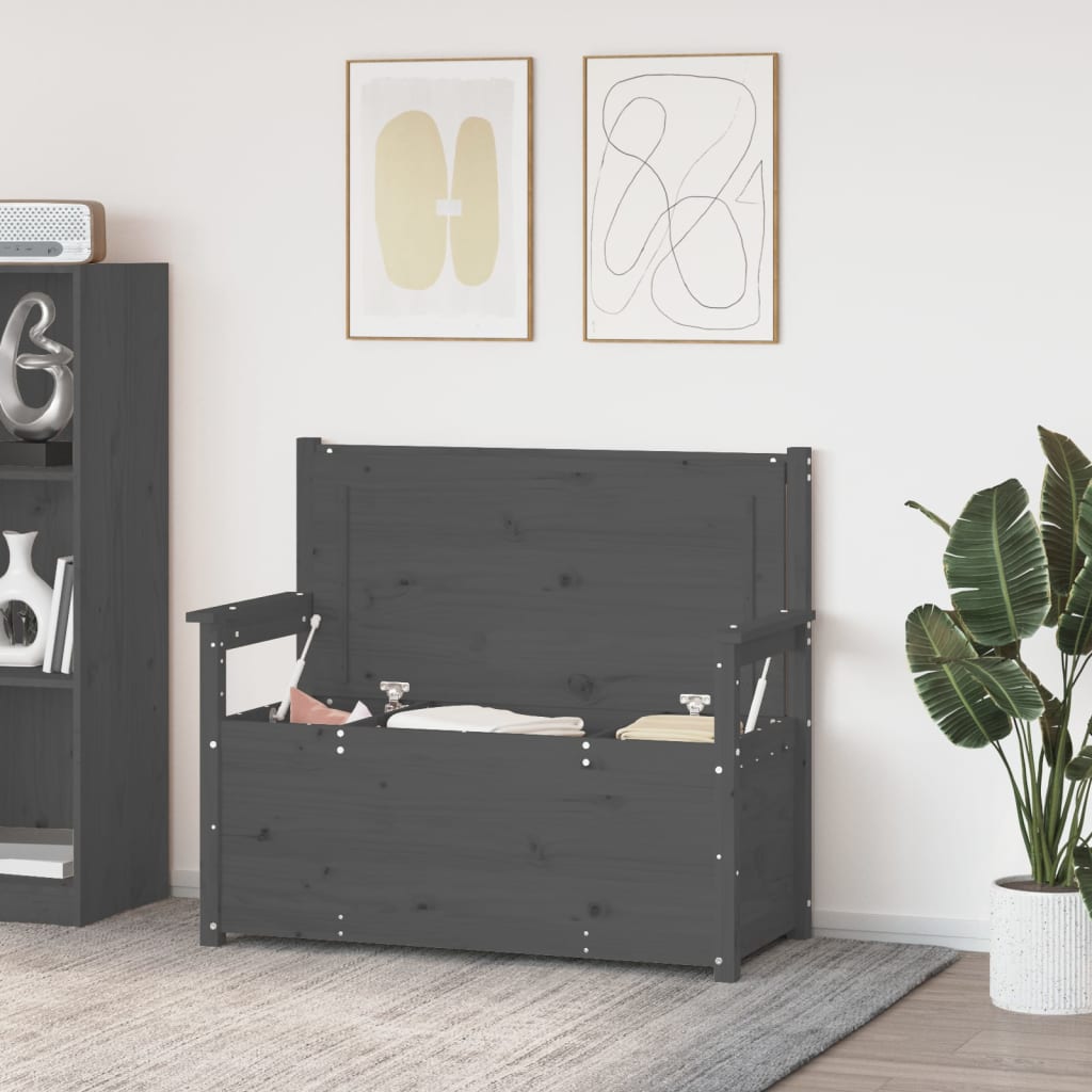 Παγκάκι Γκρι 112,5x51,5x96,5 εκ. από Μασίφ Ξύλο Πεύκου - Pakobazaar