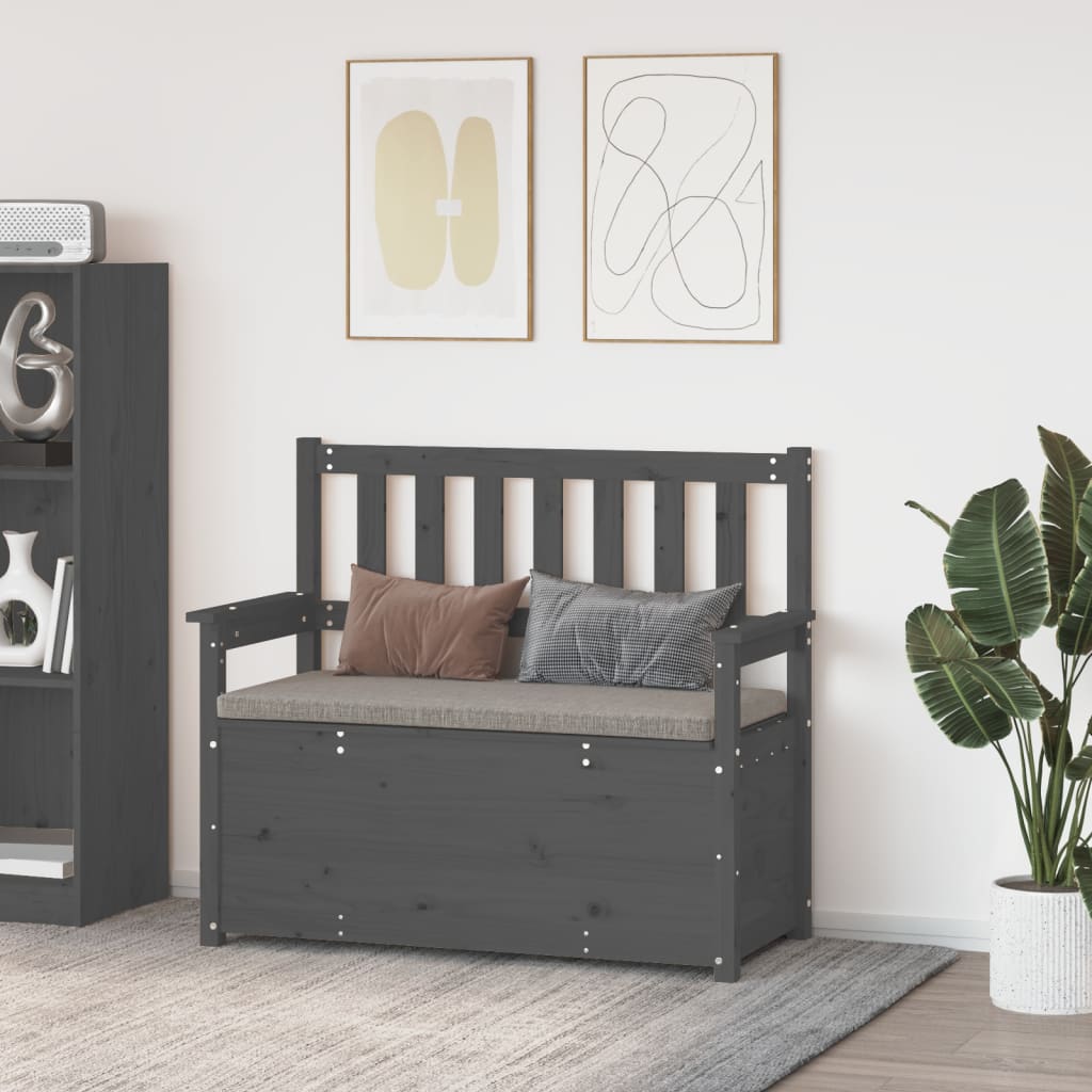 Παγκάκι Γκρι 112,5x51,5x96,5 εκ. από Μασίφ Ξύλο Πεύκου - Pakobazaar