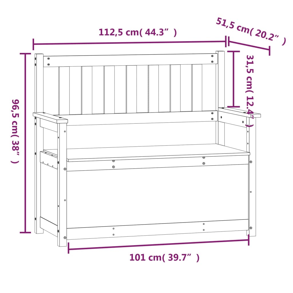 Παγκάκι Μελί Καφέ 112,5 x 51,5 x 96,5 εκ. από Μασίφ Ξύλο Πεύκου - Pakobazaar