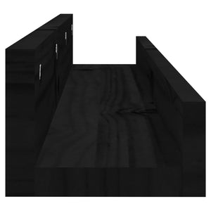 Ράφια Τοίχου 2 τεμ. Μαύρα 80x12x9 εκ. από Μασίφ Ξύλο Πεύκου - Pakobazaar