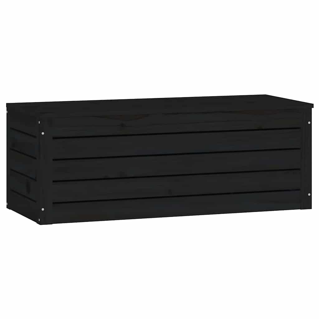 Κουτί Αποθήκευσης Μαύρα 89x36,5x33 εκ. Μασίφ Ξύλο Πεύκου