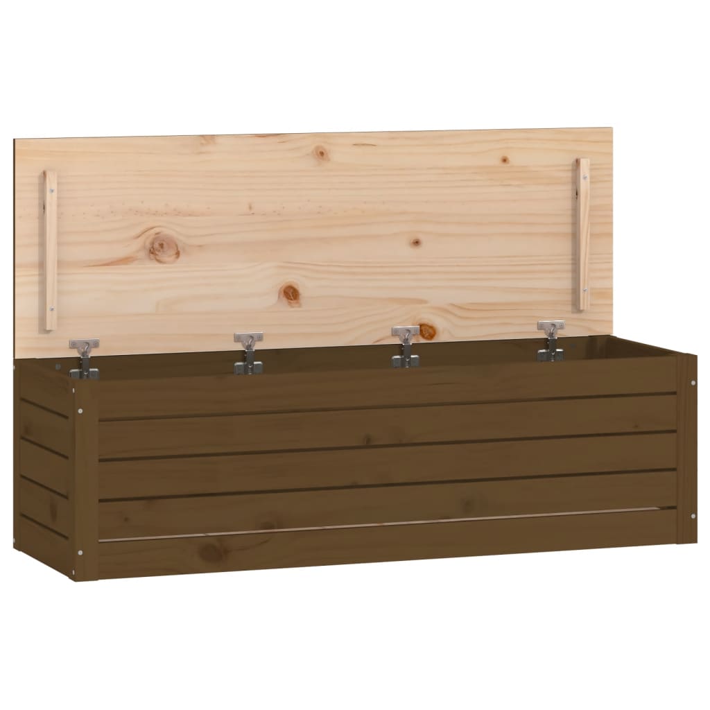 Κουτί Αποθήκευσης Καφέ Μελί 109x36,5x33 εκ. Μασίφ Ξύλο Πεύκου