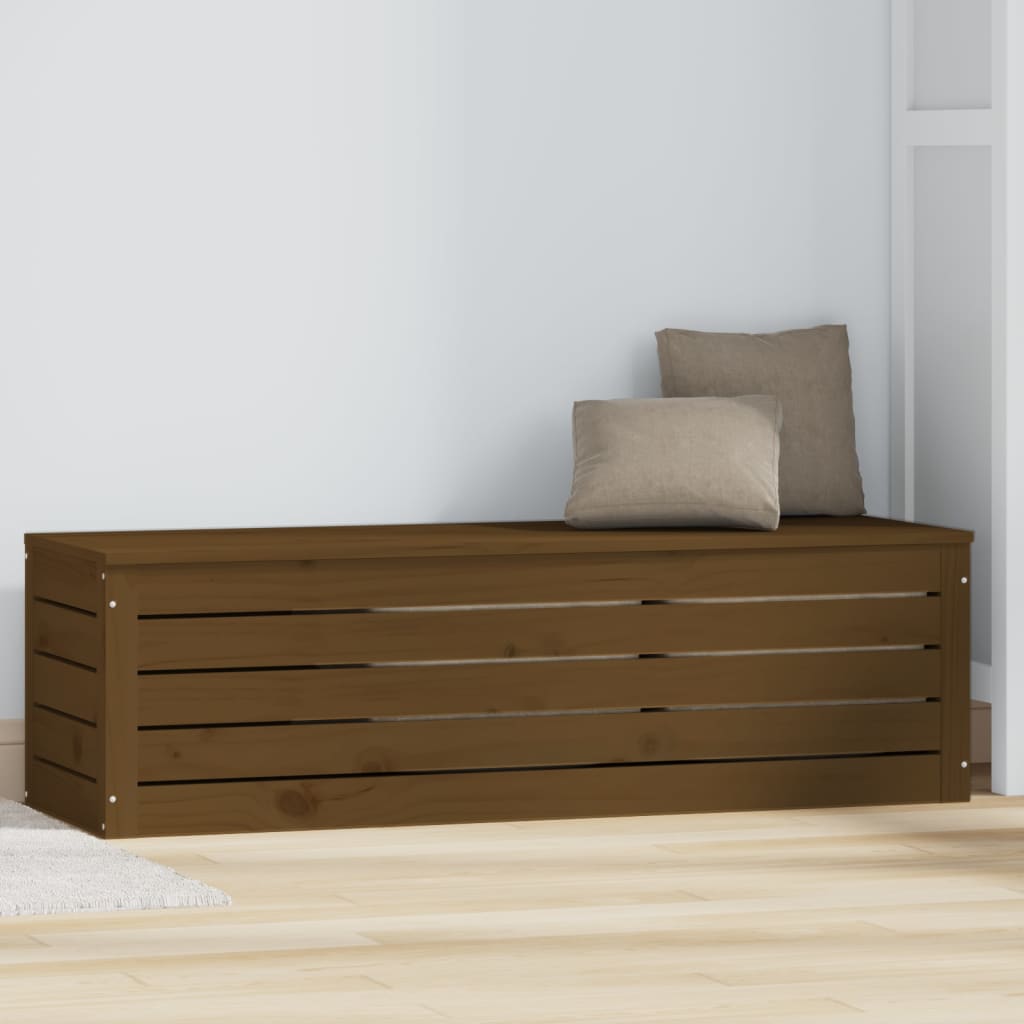 Κουτί Αποθήκευσης Καφέ Μελί 109x36,5x33 εκ. Μασίφ Ξύλο Πεύκου