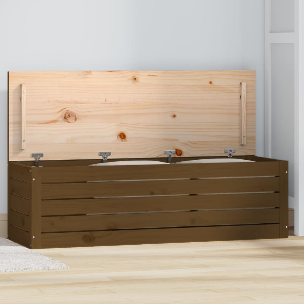 Κουτί Αποθήκευσης Καφέ Μελί 109x36,5x33 εκ. Μασίφ Ξύλο Πεύκου