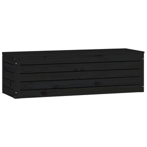 Κουτί Αποθήκευσης Μαύρα 109x36,5x33 εκ. Μασίφ Ξύλο Πεύκου - Pakobazaar