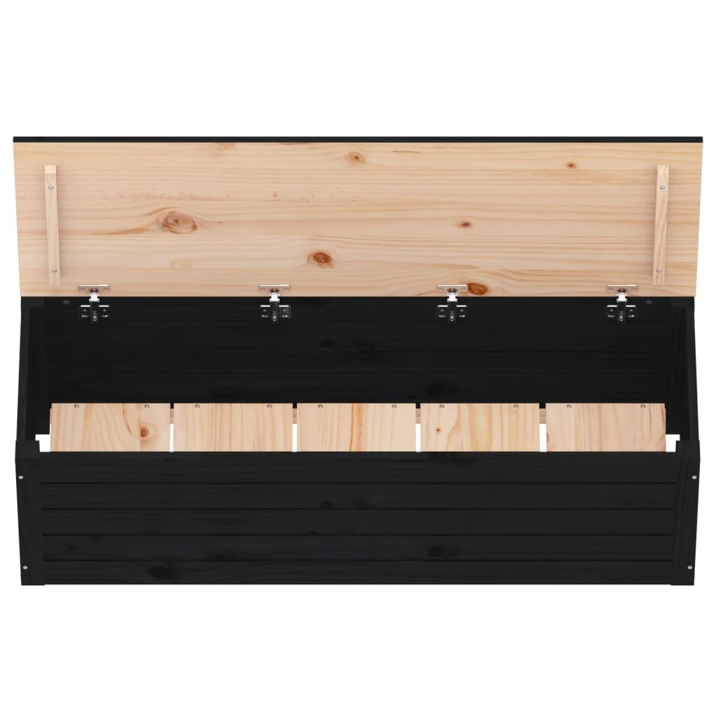 Κουτί Αποθήκευσης Μαύρα 109x36,5x33 εκ. Μασίφ Ξύλο Πεύκου - Pakobazaar