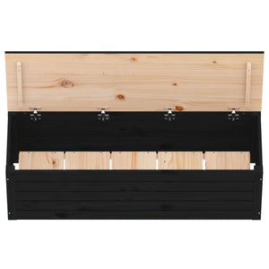 Κουτί Αποθήκευσης Μαύρα 109x36,5x33 εκ. Μασίφ Ξύλο Πεύκου - Pakobazaar