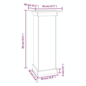 Βάση Λουλουδιών Λευκό 40x40x90 εκ. από Μασίφ Ξύλο Πεύκου