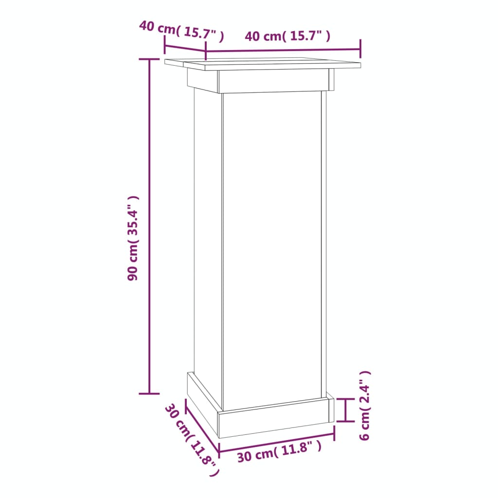 Βάση Λουλουδιών Γκρι 40x40x90 εκ. από Μασίφ Ξύλο Πεύκου - Pakobazaar