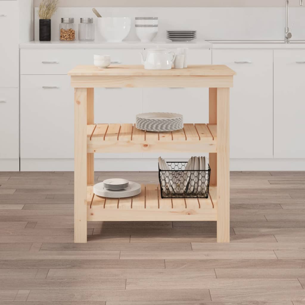 Πάγκος Εργασίας 78,5 x 50 x 80 εκ. από Μασίφ Ξύλο Πεύκου