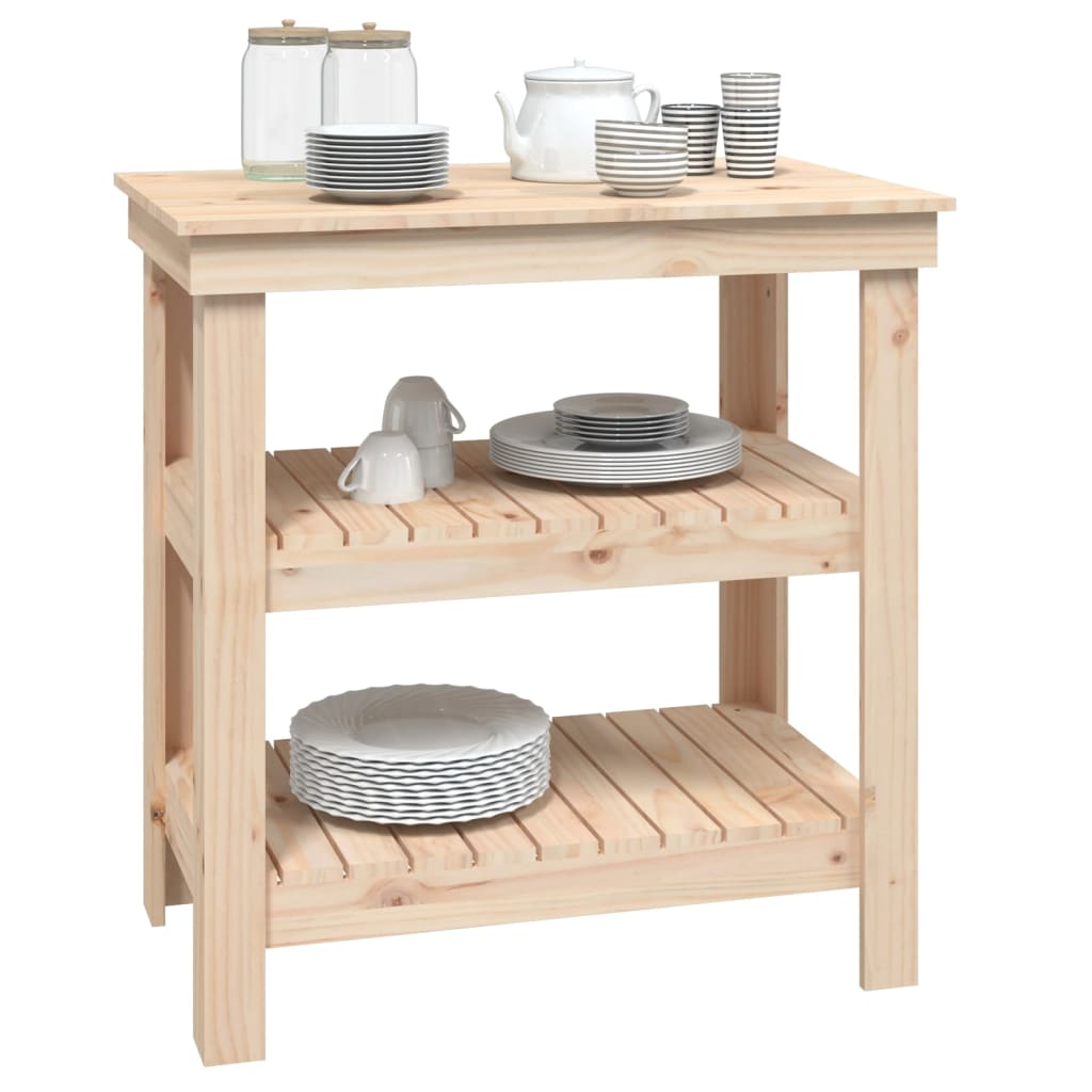 Πάγκος Εργασίας 78,5 x 50 x 80 εκ. από Μασίφ Ξύλο Πεύκου