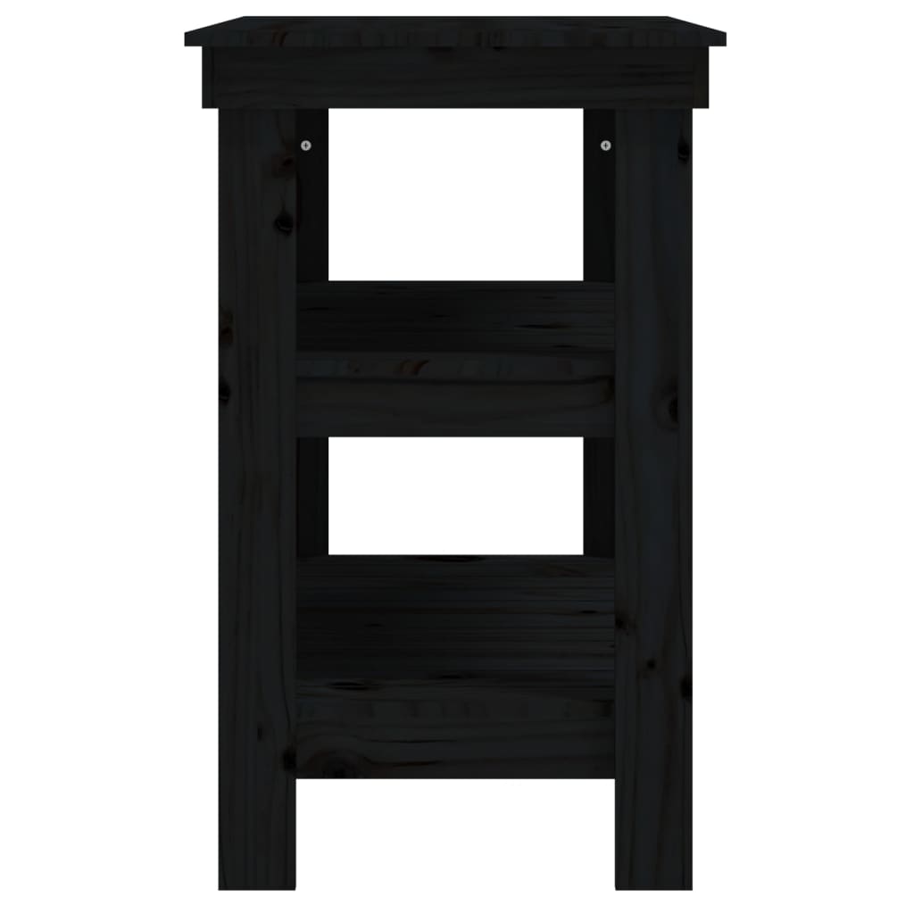 Πάγκος Εργασίας Μαύρος 78,5x50x80 εκ. από Μασίφ Ξύλο Πεύκου