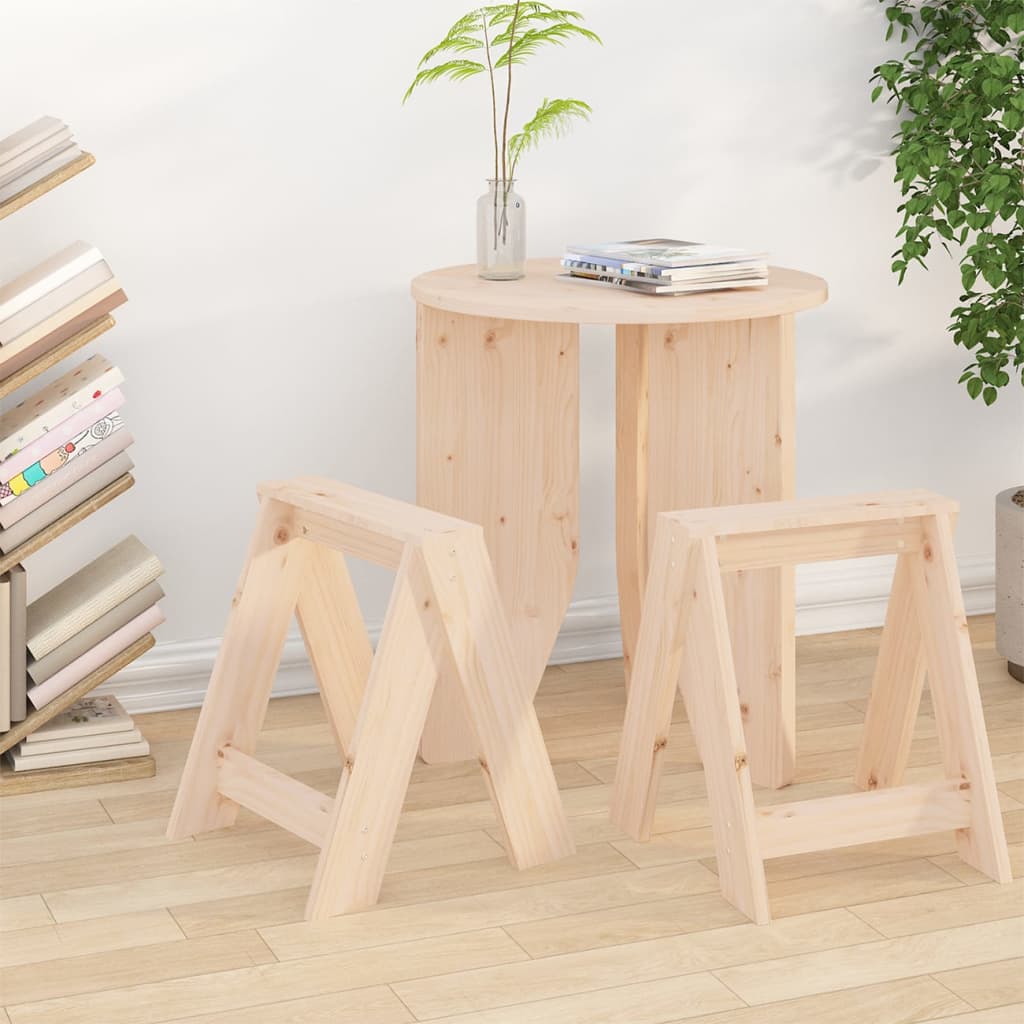 Σκαμπό 2 τεμ. 40 x 40 x 45 εκ. από Μασίφ Ξύλο Πεύκου - Pakobazaar