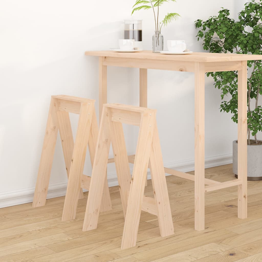 Σκαμπό 2 τεμ. 40 x 40 x 75 εκ. από Μασίφ Ξύλο Πεύκου - Pakobazaar