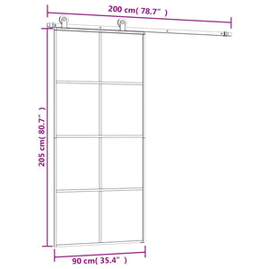 Συρόμενη Πόρτα με Μηχανισμό 90x205 εκ. Γυαλί ESG & Αλουμίνιο - Pakobazaar
