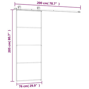 Συρόμενη Πόρτα με Μηχανισμό 76x205 εκ. Γυαλί ESG & Αλουμίνιο