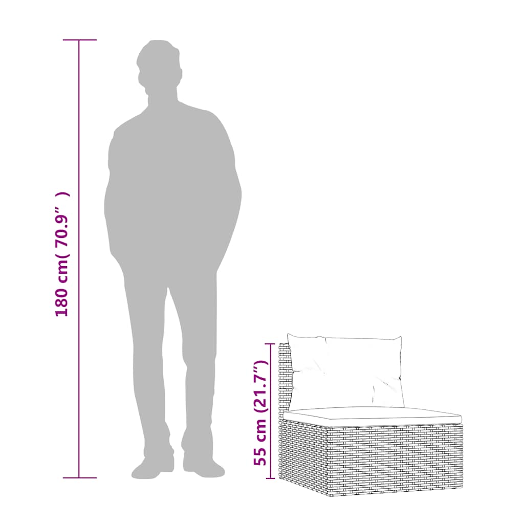 Καναπέδες Κήπου Μεσαίοι με Μαξιλάρια Μαύρο από Συνθετικό Ρατάν - Pakobazaar