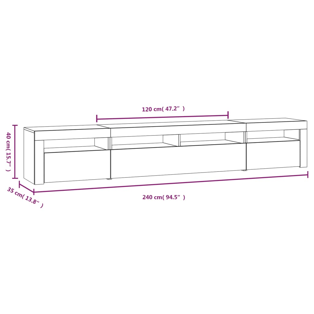 Έπιπλο Τηλεόρασης με LED Λευκό 240x35x40 εκ.