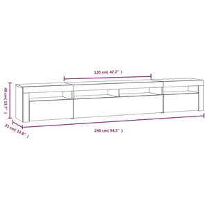 Έπιπλο Τηλεόρασης με LED Λευκό 240x35x40 εκ.