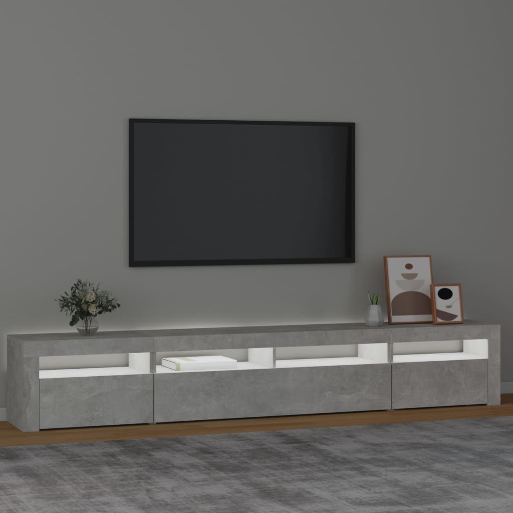 Έπιπλο Τηλεόρασης με LED Γκρι Σκυροδέματος 240 x 35 x 40 εκ.