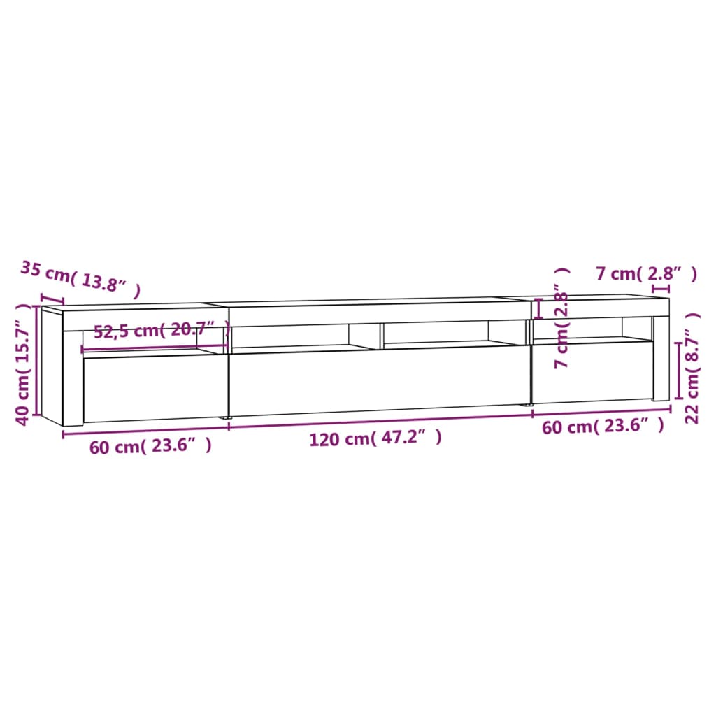 Έπιπλο Τηλεόρασης με LED Γκρι Σκυροδέματος 240 x 35 x 40 εκ.