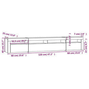 Έπιπλο Τηλεόρασης με LED Γκρι Σκυροδέματος 240 x 35 x 40 εκ.