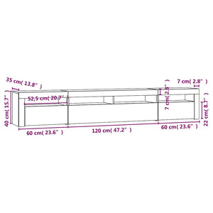 Έπιπλο Τηλεόρασης με LED Καπνιστή Δρυς 240x35x40 εκ.