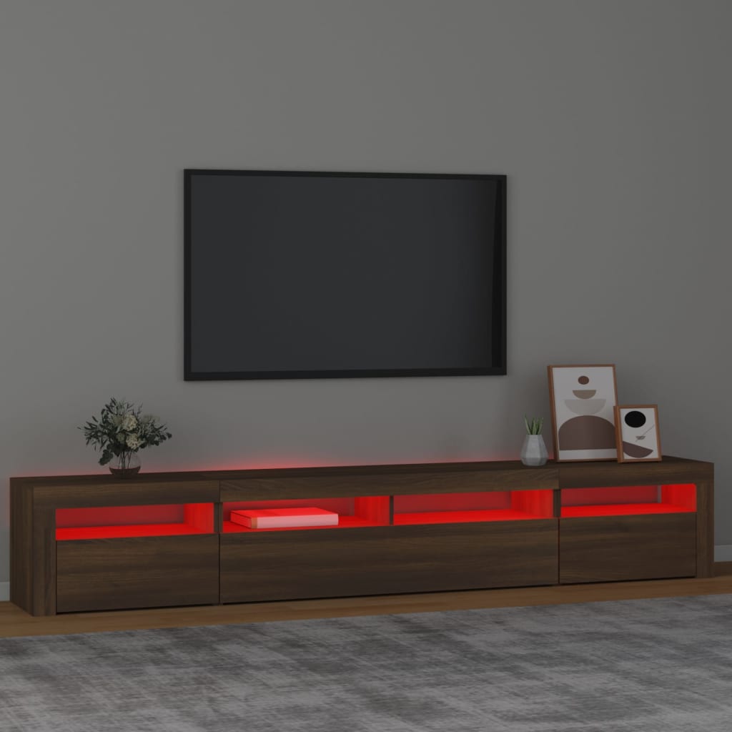 Έπιπλο Τηλεόρασης με LED Καφέ Δρυς 240x35x40 εκ.