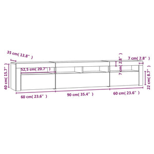 Έπιπλο Τηλεόρασης με LED Μαύρο 210x35x40 εκ.