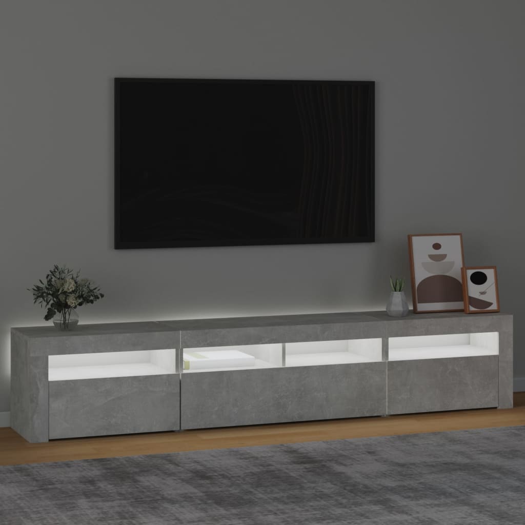 Έπιπλο Τηλεόρασης με LED Γκρι Σκυροδέματος 210x35x40 εκ. - Pakobazaar