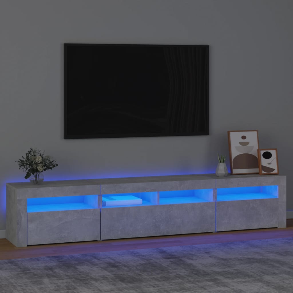 Έπιπλο Τηλεόρασης με LED Γκρι Σκυροδέματος 210x35x40 εκ. - Pakobazaar