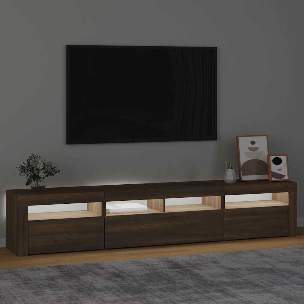 Έπιπλο Τηλεόρασης με LED Καφέ Δρυς 210x35x40 εκ.
